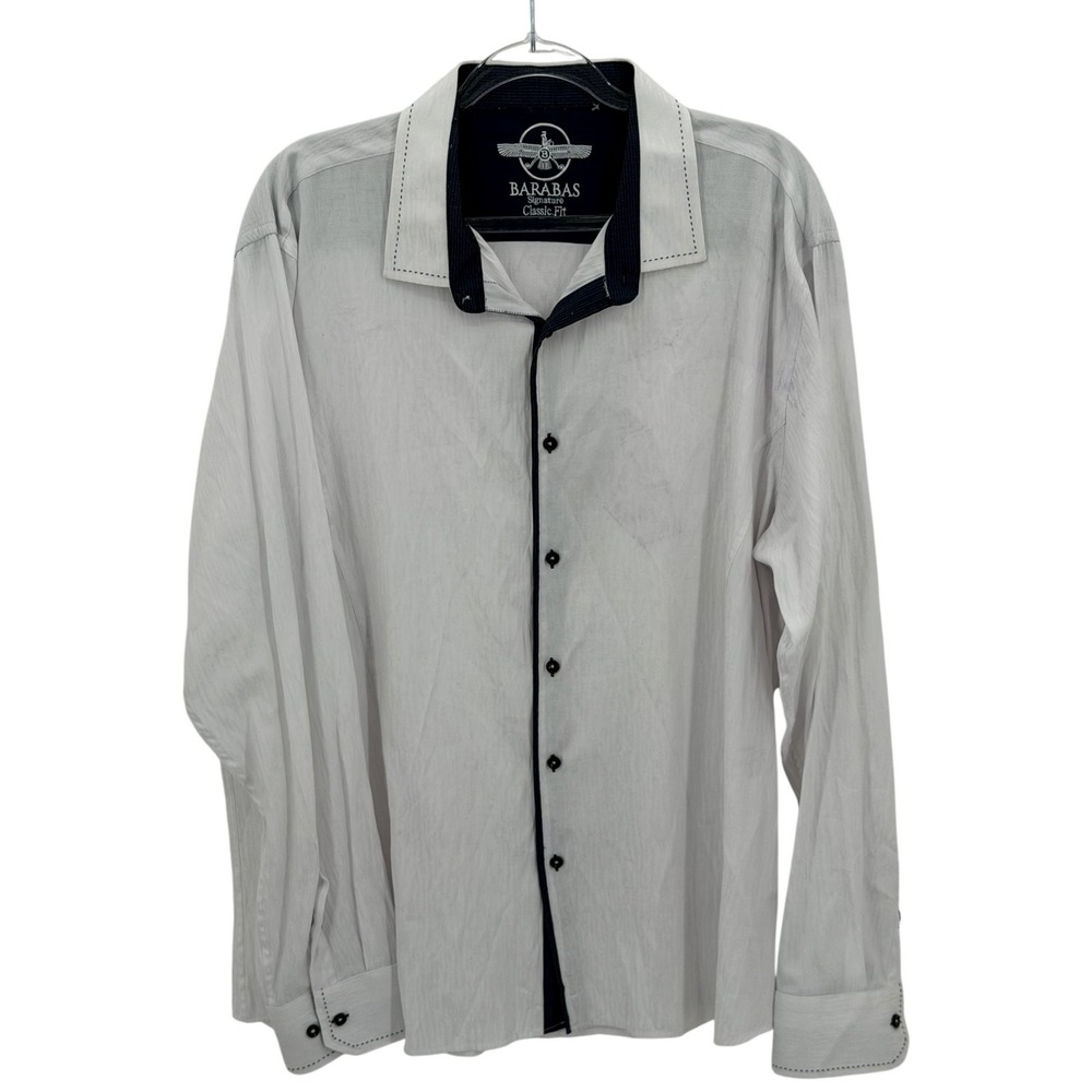 Barabas Dress Shirt Mens XXL White Button Up Signature Classic Fit Church Work